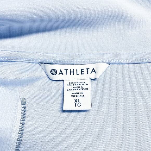 ATHLETA Seasoft Rib 1/4-Zip Modal-Blend Sweatshirt in Gossamer Blue Size XL - Picture 8 of 9